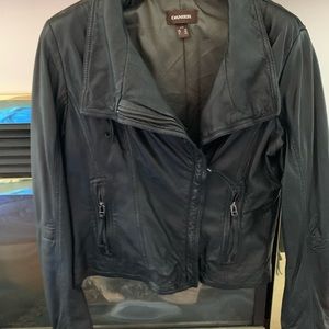 Danier Black Leather Motorcycle style jacket, size Large